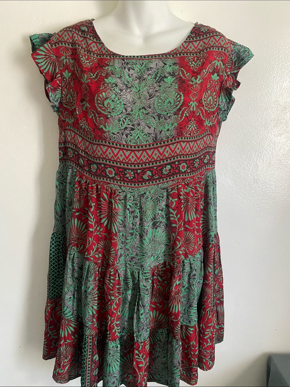 Floral Print Red & Green Womens Dress